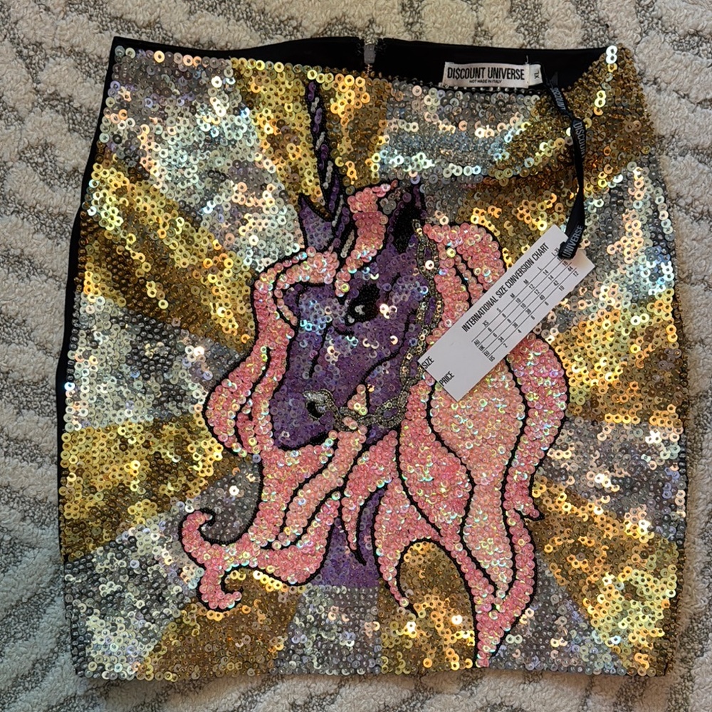 Sequined Discount Universe Unicorn Mini Skirt